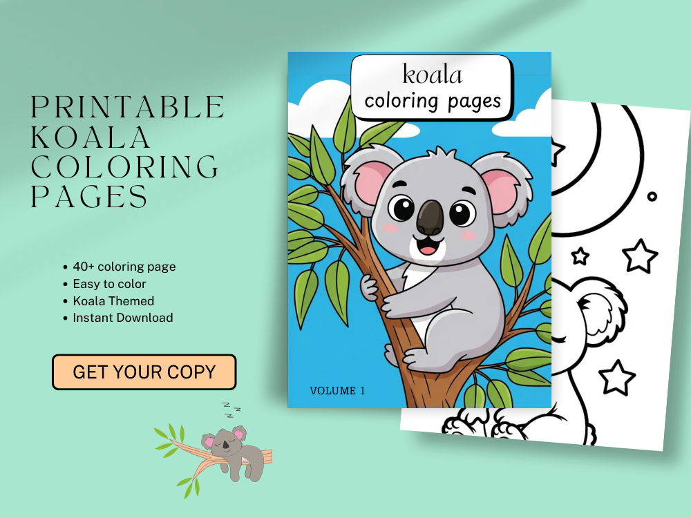 30-Page Kids Koala Coloring Book (Volume 1) – Printable PDF, 8x11 inch, Cute & Fun Koala Designs for Kids