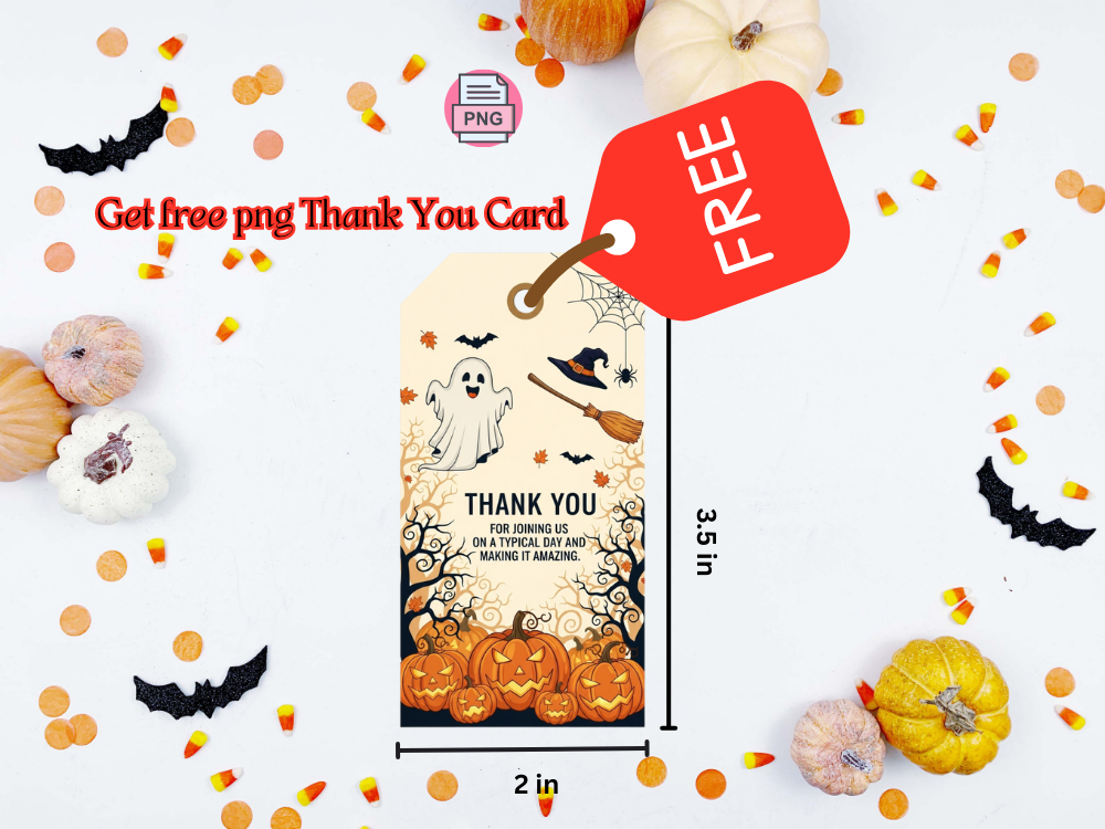 Spooktacular Halloween Party Invitation Card & Free Thank You Tag