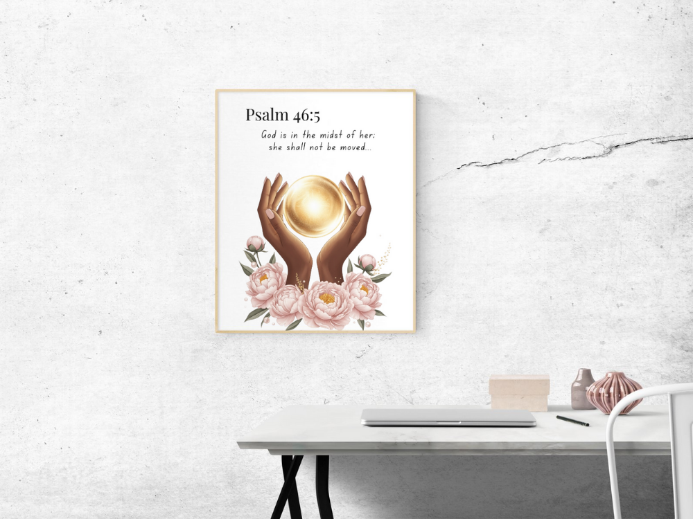Psalm 46:5 Christian Wall Art | Printable Bible Verse Wall Decor | Scripture Wall Art Digital Download