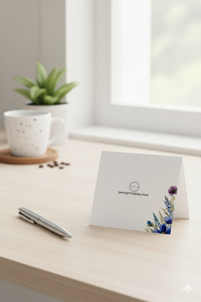 Thank You Card - Watercolor Floral Printable