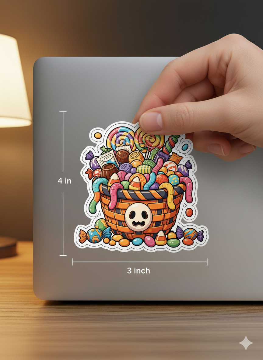 Spooky Sweets Halloween Candy Basket Sticker - Digital Download (PNG & JPEG)
