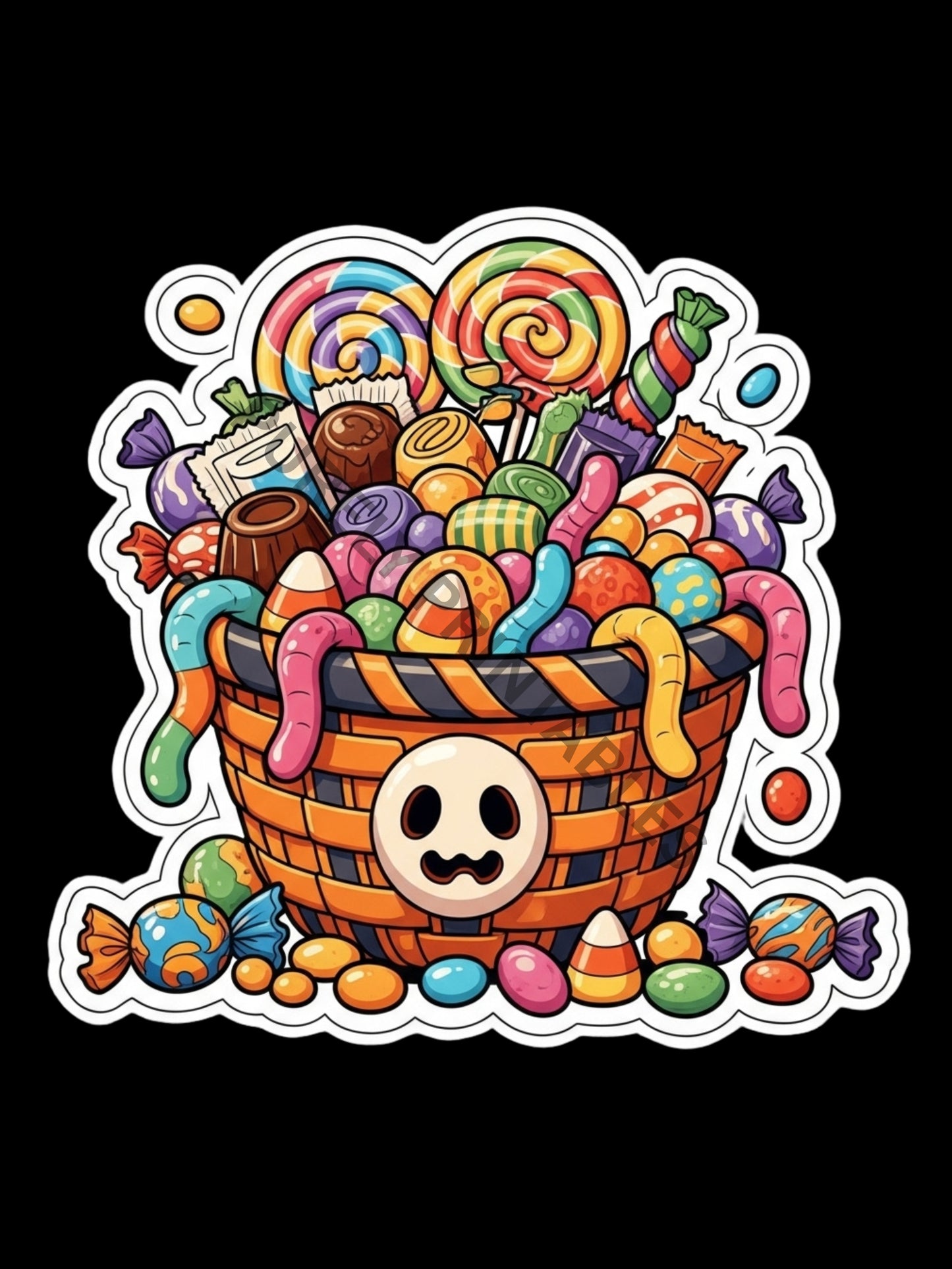 Spooky Sweets Halloween Candy Basket Sticker - Digital Download (PNG & JPEG)