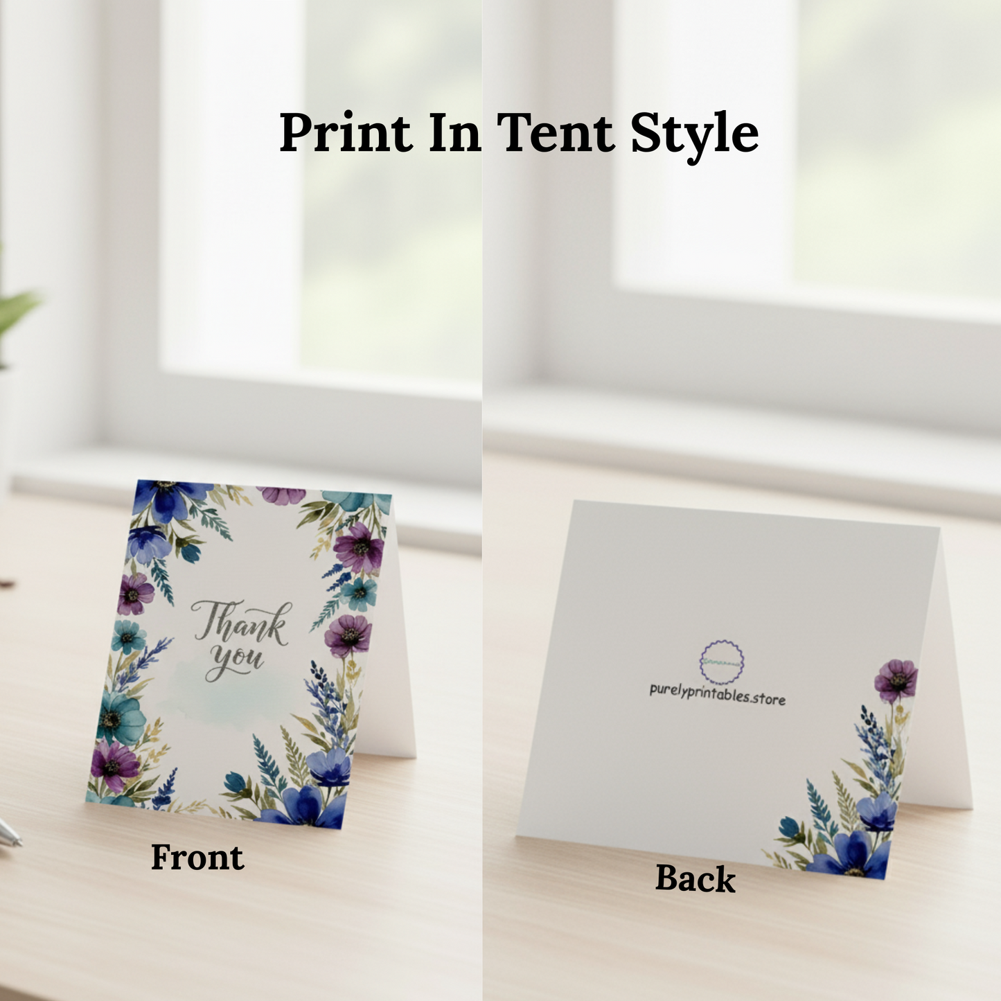 Thank You Card - Watercolor Floral Printable