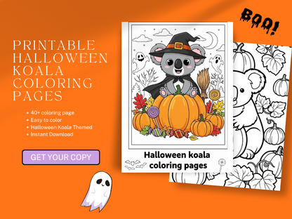 Halloween Koala Coloring Book for Kids – 30 Fun & Spooky Printable Pages (Volume 1, PDF, 8x11 inch)