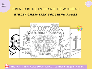 31-Page Christian Coloring Book – Bible  Coloring Pages for Kids & Adults | 11.25 x 11.25 in