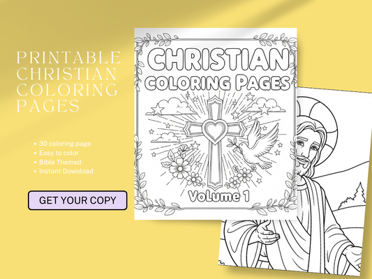 31-Page Christian Coloring Book – Bible  Coloring Pages for Kids & Adults | 11.25 x 11.25 in