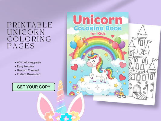 40+ Unicorn Coloring Pages for Kids – Volume 1 | Printable Unicorn Coloring Book (8x11 inch PDF)