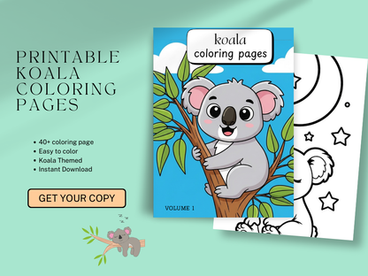 30-Page Kids Koala Coloring Book (Volume 1) – Printable PDF, 8x11 inch, Cute & Fun Koala Designs for Kids