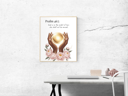 Psalm 46:5 Christian Wall Art | Printable Bible Verse Wall Decor | Scripture Wall Art Digital Download