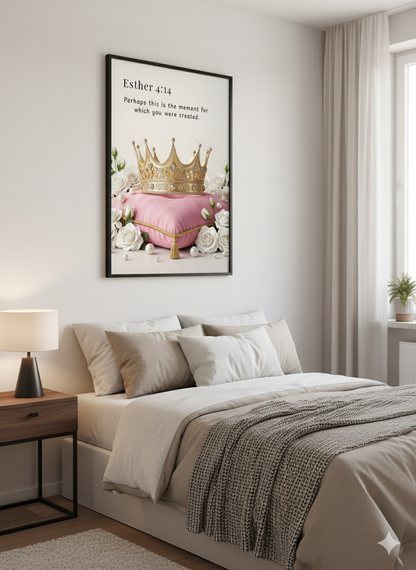 Esther 4:14 Christian Wall Art | Printable Bible Verse Wall Decor | “Perhaps This Is the Moment” Scripture Art