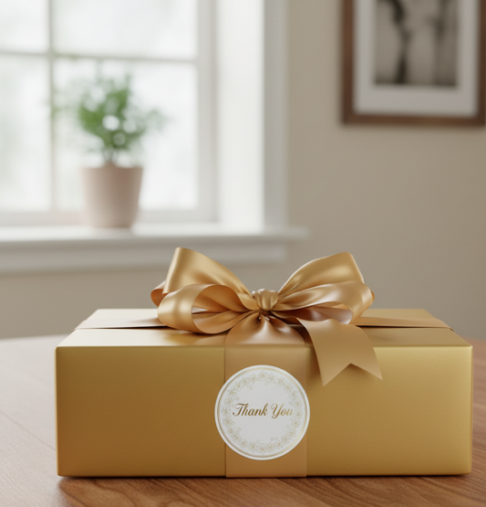 Free Printable Gold & White Thank You Stickers
