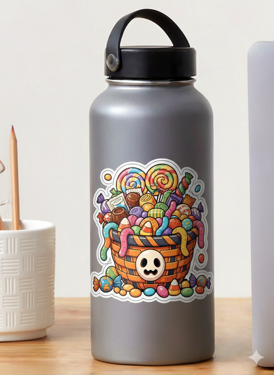 Spooky Sweets Halloween Candy Basket Sticker - Digital Download (PNG & JPEG)