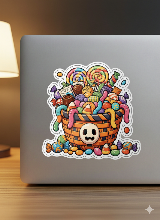 Spooky Sweets Halloween Candy Basket Sticker - Digital Download (PNG & JPEG)