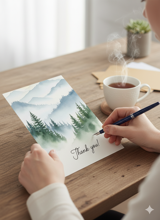 Evergreen Serenity Thank You Card