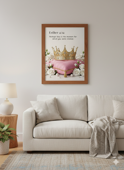 Esther 4:14 Christian Wall Art | Printable Bible Verse Wall Decor | “Perhaps This Is the Moment” Scripture Art
