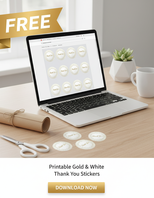 Free Printable Gold & White Thank You Stickers