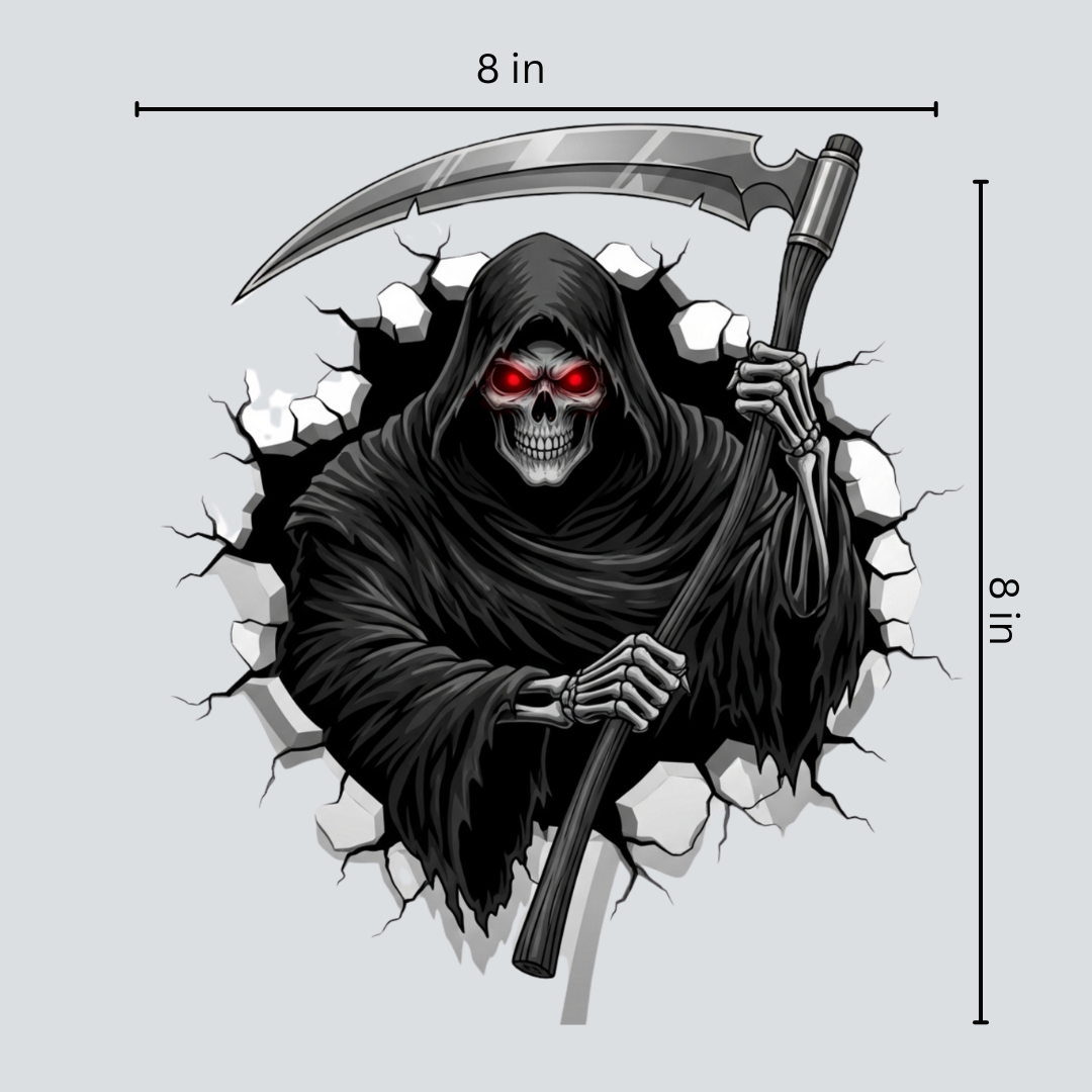The Reaper's Grasp - Spooky 3D Tear Sticker_8x8 inch Printable PNG File