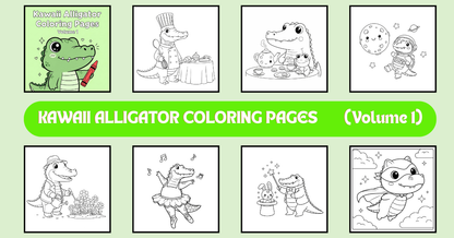 Kawaii Alligator Adventures: 20 Printable Coloring Pages for Kids