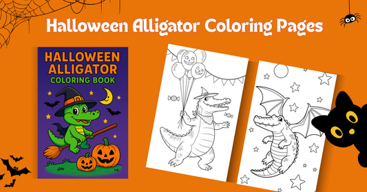 Halloween Alligator Coloring Book for Kids | 30 Fun & Spooky Coloring Pages | Ages 3-8