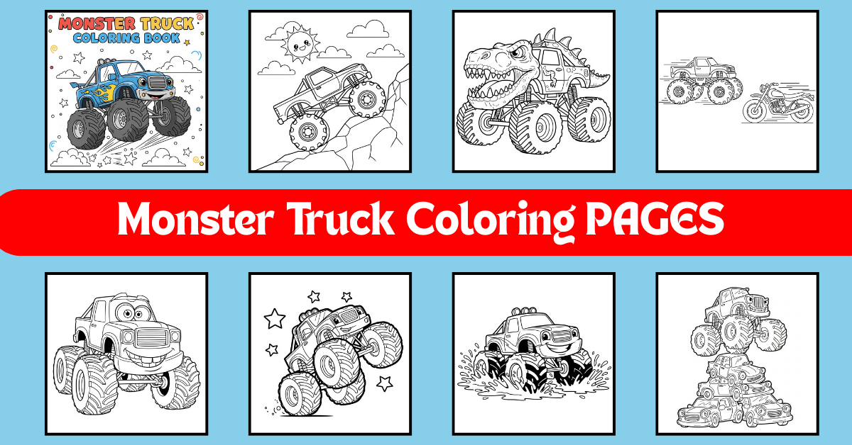 Monster Truck Coloring Book for Kids – Fun Big Wheels Coloring Pages with Bold Outlines (11.25 x 11.25 in, Printable )