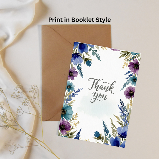 Thank You Card - Watercolor Floral Printable